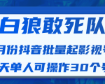 白狼敢死队最新抖音短视频批量起影视号（一天单人可操作30个号）视频课程-稀缺资源库