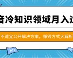 抖音冷知识领域月入过万项目，不适宜公开解决方案 ，抖音赚钱方式大解析！-稀缺资源库