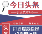 今日头条引流技术4.0,微头条实战细节,微头条引流核心技巧分析,快速发布引流玩法-稀缺资源库