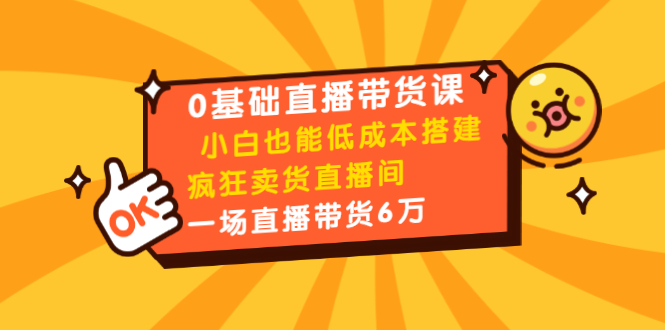 0基础直播带货课：小白也能低成本搭建疯狂卖货直播间：1场直播带货6万-稀缺资源库
