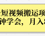 操作性非常强的头条号短视频搬运项目,3分钟学会,轻松月入8000+-稀缺资源库