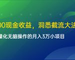 单日500现金收益,洞悉截流大法,一个批量化无脑操作的月入3万小项目-稀缺资源库