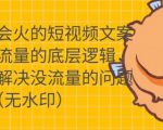 只说话就会火的短视频文案课,从根本上解决没流量的问题-稀缺资源库