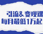 引流&变现课:分享一整套流量方法以及各个渠道收入,每月最低1万起!-稀缺资源库