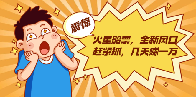 火星船票，全新风口赶紧抓，几天赚一万+摆地摊卖尾货月入一万（5个项目）-稀缺资源库
