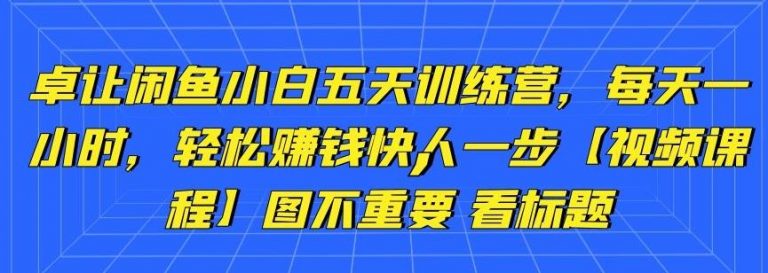 卓让闲鱼小白五天训练营，每天一小时，轻松赚钱快人一步-稀缺资源库