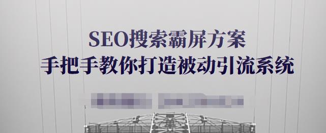 SEO搜索霸屏方案，手把手教你打造被动引流系统【视频课程】-稀缺资源库
