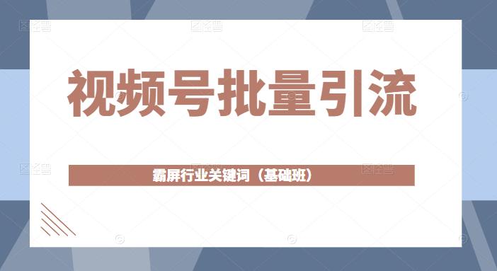 视频号批量引流，霸屏行业关键词（基础班）全面系统讲解视频号玩法-稀缺资源库
