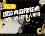【毒舌电影合伙人亲授】抖音爆款内容涨粉课,5000万抖音大号首次披露涨粉机密-稀缺资源库