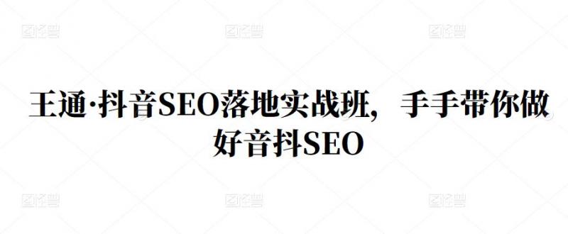 王通·抖音SEO落地实战班，手‬手带你做好音抖‬‬SEO-稀缺资源库