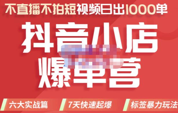 推易电商·2022年抖音小店爆单营，不直播、不拍短视频、日出1000单，暴力玩法-稀缺资源库