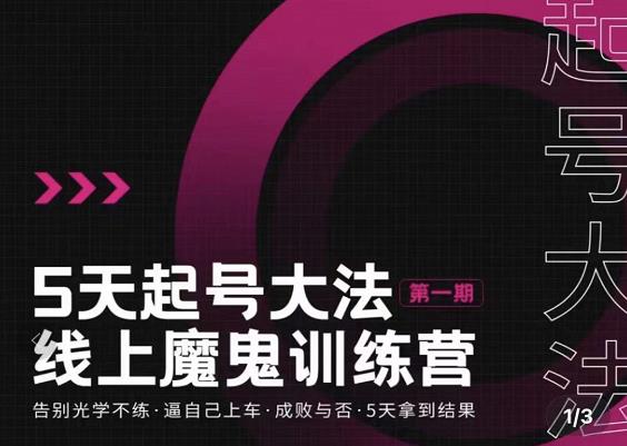 大播·五天起号魔鬼训练营，告别光学不练，逼自己上车，成败与否，5天拿到结果-稀缺资源库