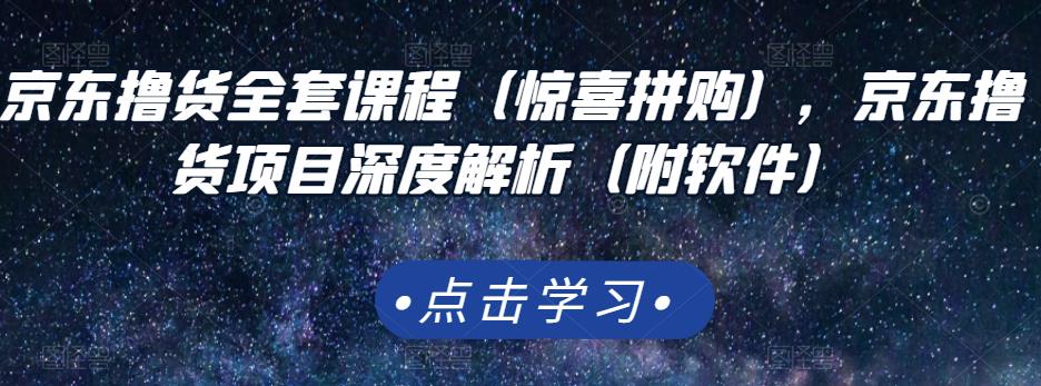 京东撸货全套课程（惊喜拼购），京东撸货项目深度解析（附软件）-稀缺资源库