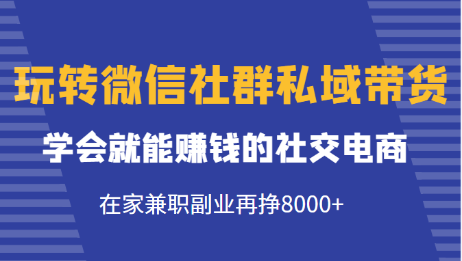 玩转微信社群私域带货，学会就能赚钱的社交电商，在家兼职副业再挣8000+-稀缺资源库