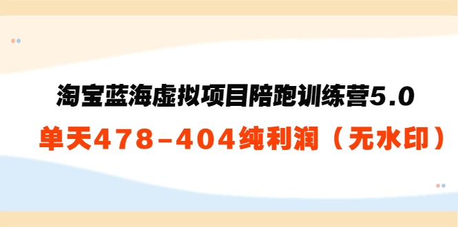 淘宝蓝海虚拟项目陪跑训练营5.0：单天478纯利润-稀缺资源库