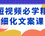 短视频必学精细化文案课,提升你的内容创作能力、升级迭代能力和变现力(价值333元)-稀缺资源库