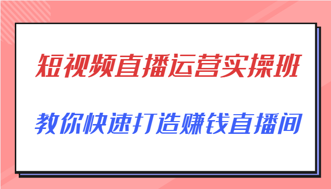 短视频直播运营实操班，直播带货精细化运营实操，教你快速打造赚钱直播间-稀缺资源库