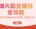 爆火副业赚钱全攻略：实打实演练/学完就能用/全渠道赚钱，带普通人月入３万元-稀缺资源库