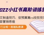 2022小红书高阶训练营:爆文制造技巧,低预算高roi投放技巧,内容营销思维-稀缺资源库