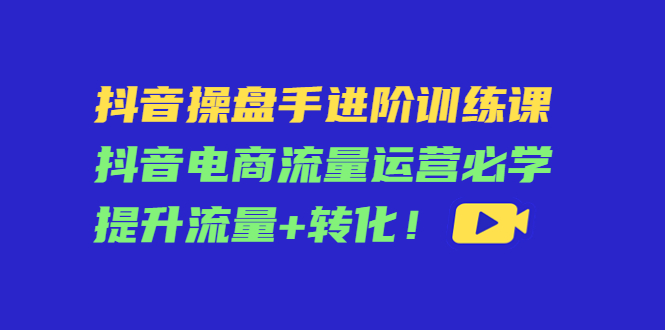 抖音操盘手进阶训练课：抖音电商流量运营必学，提升流量+转化-稀缺资源库