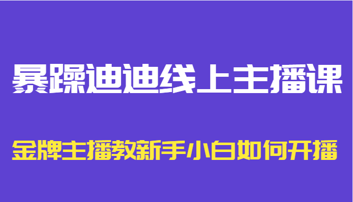 暴躁迪迪线上主播课，金牌主播教新手小白如何开播-稀缺资源库