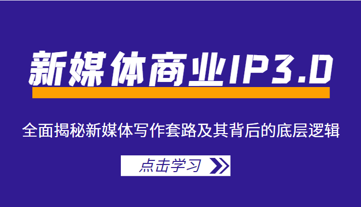 新媒体商业IP3.0，全面揭秘新媒体写作套路及其背后的底层逻辑（价值1299元）-稀缺资源库