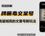 2023抖音快手毒文案新玩法,牌匾文案号,起号快易变现-稀缺资源库