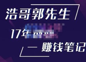 浩哥郭先生17年创业赚米笔记，打开你对很多东西的认知，让你知道原来赚钱或创业不单单是发力就行-稀缺资源库