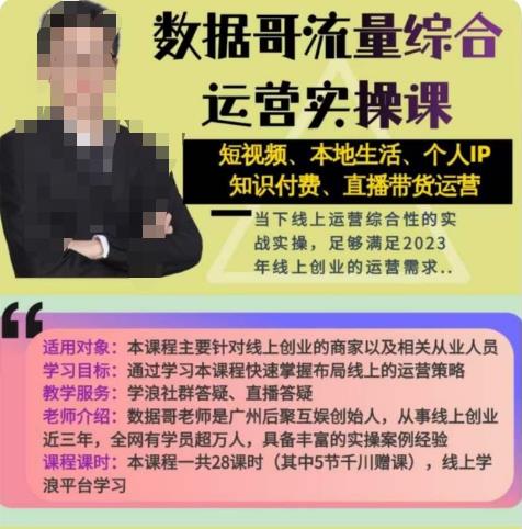 数据哥流量综合运营实操课：短视频、本地生活、个人IP知识付费、直播带货运营-稀缺资源库