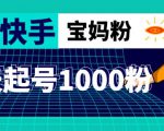 抖音快手三天起号涨粉1000宝妈粉丝的核心方法【详细玩法教程】-稀缺资源库