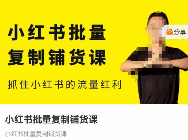 张宾·小红书批量复制铺货课，抓住小红书的流量红利 （更新2023年2月）-稀缺资源库