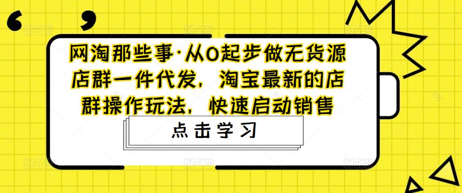 网淘那些事·从0起步做无货源店群一件代发，淘宝最新的店群操作玩法，快速启动销售-稀缺资源库