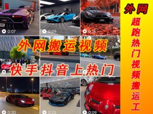外面收费398元外网超跑豪车汽车视频搬运至快手抖音上热门项目,只需一步手机就可以操作-稀缺资源库