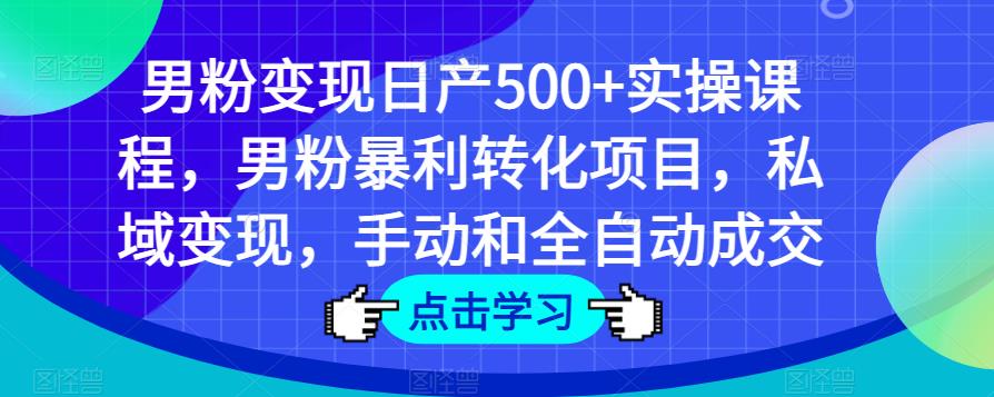 男粉变现日产500+实操课程，男粉暴利转化项目，私域变现，手动和全自动成交-稀缺资源库