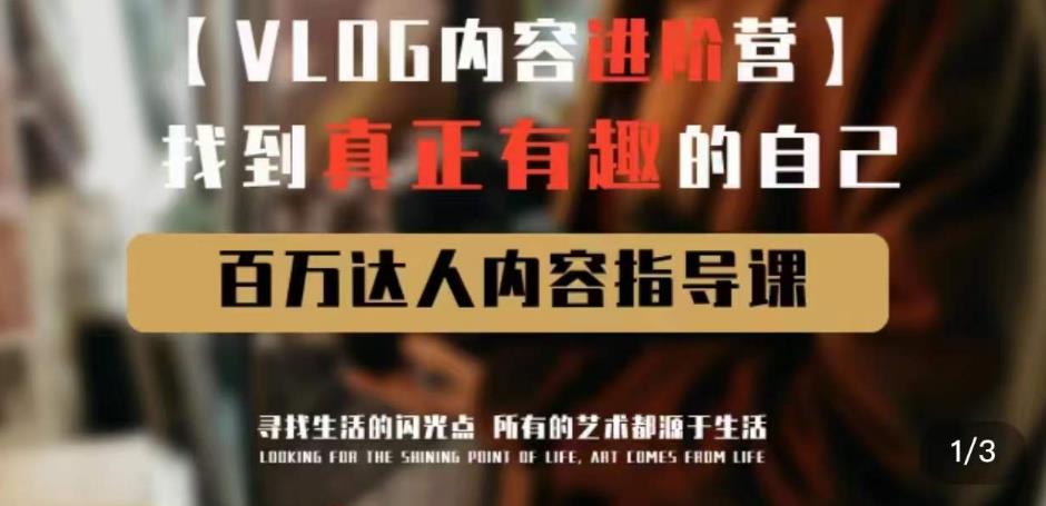 vlog内容进阶营，找到真正有趣的自己，百万达人内容指导课-稀缺资源库