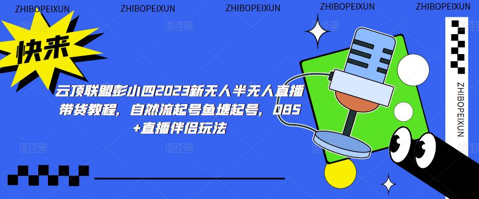 云顶联盟彭小四2023新无人半无人直播带货教程，自然流起号鱼塘起号，OBS+直播伴侣玩法-稀缺资源库