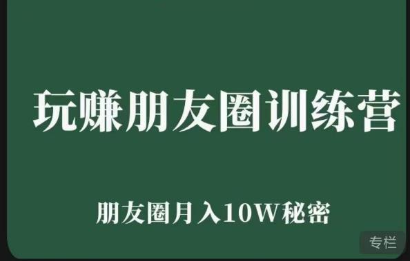 玩赚朋友圈系统课，朋友圈月入10W的秘密，​7天系统图文课程-稀缺资源库