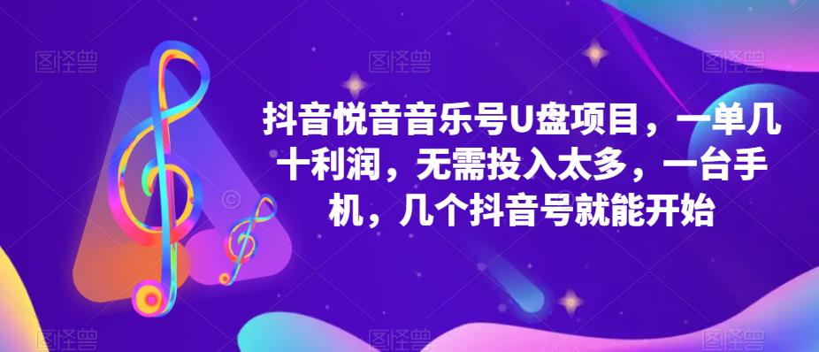 抖音音乐号U盘项目，一单几十利润，无需投入太多，一台手机，几个抖音号就能开始-稀缺资源库