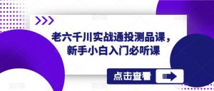 老六千川实战通投测品课,新手小白入门必听课-稀缺资源库