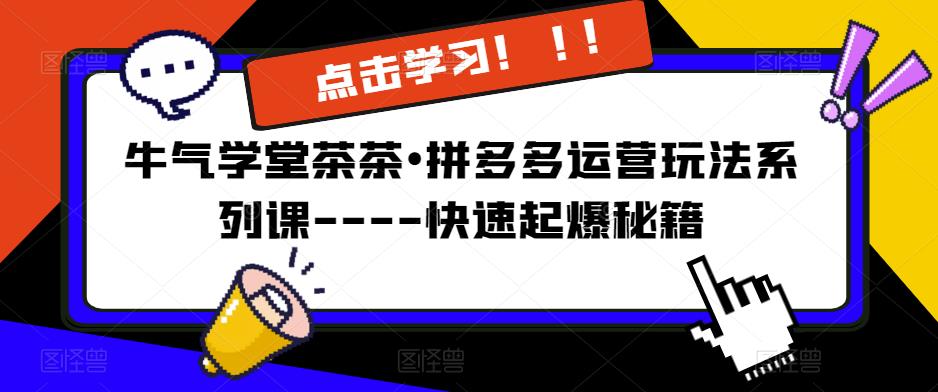 牛气学堂茶茶•拼多多运营玩法系列课—-快速起爆秘籍【更新】-稀缺资源库