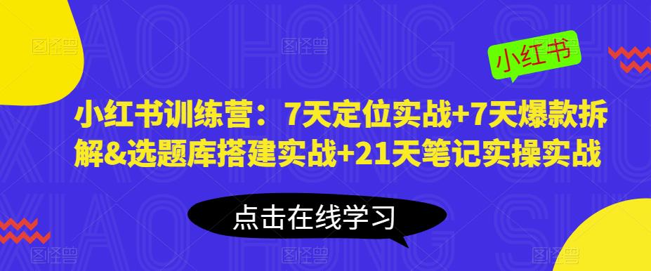小红书训练营：7天定位实战+7天爆款拆解&选题库搭建实战+21天笔记实操实战-稀缺资源库