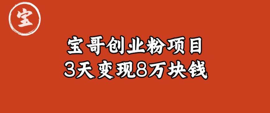宝哥IP图文创业粉引流项目实战分享：单个账号3天涨粉1万，变现8万块钱（图文教程）【揭秘】-稀缺资源库