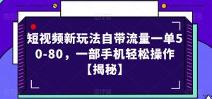 短视频新玩法自带流量一单50-80,一部手机轻松操作【揭秘】-稀缺资源库