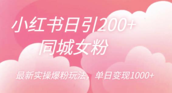 小红书日引200+同城女粉，最新实操爆粉玩法，单日变现1000+【揭秘】-稀缺资源库