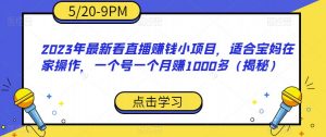 2023年最新看直播赚钱小项目,适合宝妈在家操作,一个号一个月赚1000多(揭秘)-稀缺资源库