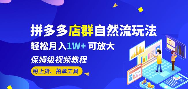 拼多多店群自然流玩法，轻松月入1W+保姆级视频教程（附上货、拍单工具）-稀缺资源库