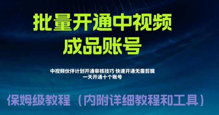 外面收费1980的暴力开通中视频计划教程，内附详细的快速通过中视频伙伴计划的办法-稀缺资源库
