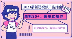 2023最新玩法短视频广告撸金,亲测单机收益80+,可矩阵,傻瓜式操作,小白可上手【揭秘】-稀缺资源库