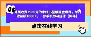 外面收费2980元的小红书壁纸掘金项目,单日收益破1000+,一部手机即可操作【揭秘】-稀缺资源库