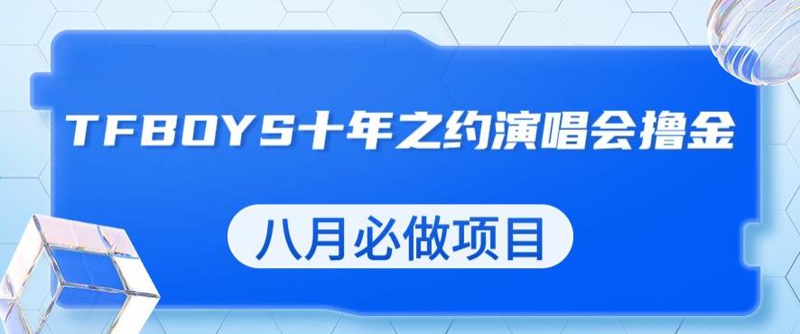 最新蓝海项目，靠最近非常火的TFBOYS十年之约演唱会流量掘金，八月必做的项目【揭秘】-稀缺资源库